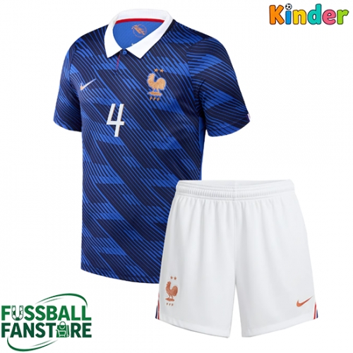 Frankreich Dayot Upamecano #4 Replik Heimtrikot Kinder WM 2026 Kurzarm (+ Kurze Hosen)